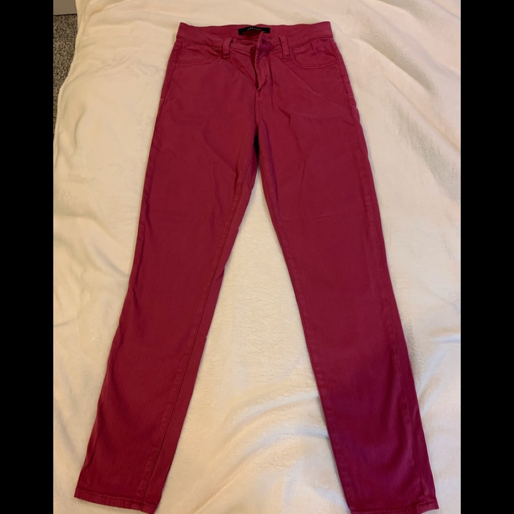 J brand high rise ankle skinny dark pink